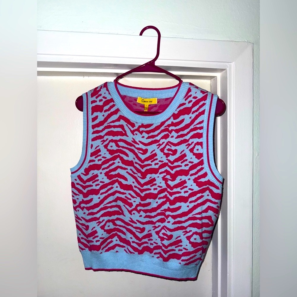 Circus by Sam Edelman Pink and Blue Zebra Print Top